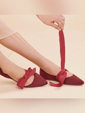 Rothy's Women's Cinnamon Red The Bow Tie Mary Jane Ballet Flats Sz 8.5